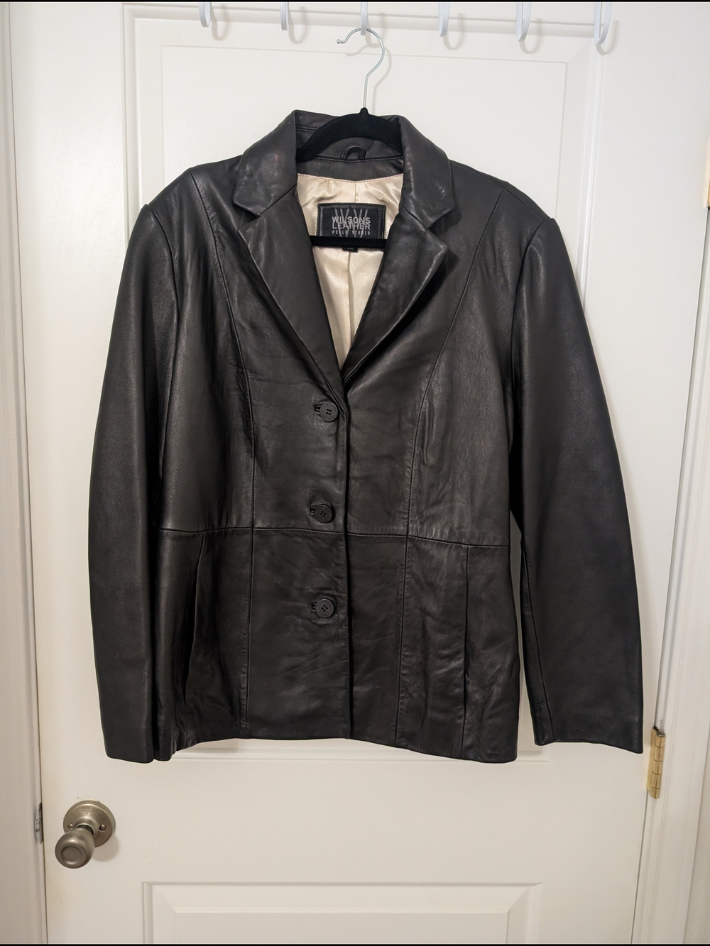 Wilsons Leather Pelle Studio Black Genuine Leather Blazer Jacket L